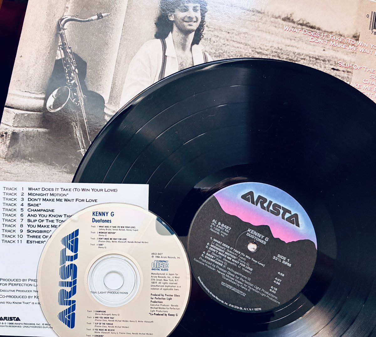 audio_collector's tweet photo. DUOTONES (1986) the fourth studio album by @kennyg on original vinyl press and CD format.
 
Released 40 years ago today, September 29th, 1986, by Arista Records.

#musicfromthelastcentury #todayinpopmusic #contemporaryjazz #kennyg #ilovethe80s https://t.co/Ssdc4Mq2Ld