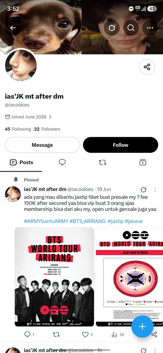 xyzhraa13's tweet photo. guys bantu RT 😭 aku kena scam sama akun ini.
tadi aku sempat komen di akun dia buat nanya sealed ato engga albumnya, terus ada yang reply komenanku dan ngasih tau kalau akun ini bermasalah 😭💔
mana aku udah tf 360k ke dia 😭
@iacookies itu akun nya guys, hati-hati ya😭 https://t.co/zIviBOPlyB