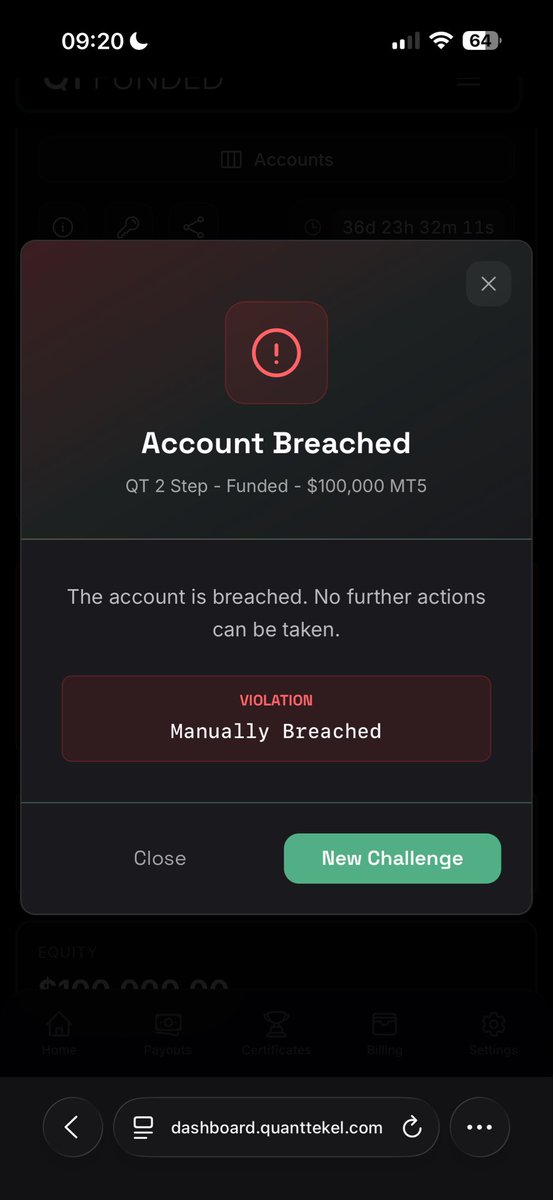 SWTradingg's tweet photo. Regarding my last post about @QtFunded 

It’s not all payouts , a lot happens behind the scenes.

On 19/09, my payout was approved but my funded account was manually breached with no reason given.

I’ve still had no response from support.

@AlexQuantTekel please contact me. https://t.co/0kV9KCPvUb