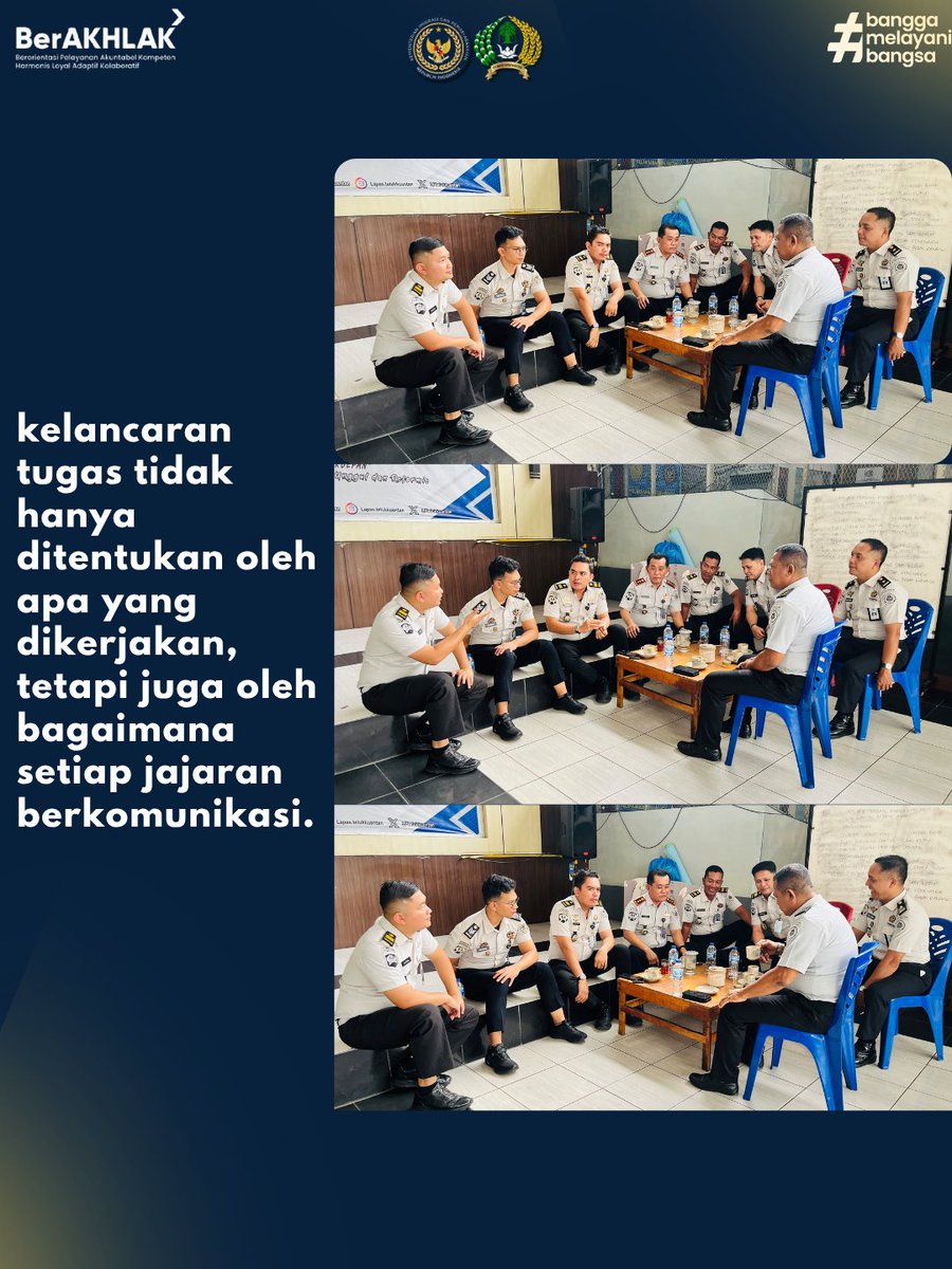 HumasLapasTelku's tweet photo. Coffee Morning Wadah Diskusi dan Evaluasi, Santai Namun Tetap Produktif.

Teluk Kuantan — Kepala Lembaga Pemasyarakatan Kelas IIB Teluk Kuantan bersama jajaran melaksanakan kegiatan Coffee Morning sebagai wadah diskusi dan evaluasi terkait kelancaran administrasi serta situasi. https://t.co/dNU6uF7FO2
