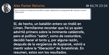 FONSEJ1's tweet photo. Muy buenos días.

Hoy tenemos una nueva versión del motivo del viaje del director de la CIA, John Ratcliffe, a Moscú; instar al Kremlin a poner fin a la guerra, antes de que su situación militar y económica se volviera catastrófica.

Según funcionarios actuales y antiguos (anónimos), Ratcliffe  fue a entregar una evaluación sombría de la guerra y a decir que a Moscú le conviene negociar antes de que empeore su situación militar y económica. Argumentos:

Ucrania no va a dejar de pelear en el este aunque EE. UU. recorte ayuda.
Avance ruso mínimo: en 18 meses de mandato de Ratcliffe, Rusia habría ganado alrededor del 1 % del territorio ucraniano ( y esto igual ni siquiera es así ya).
En Julio Ratcliffe ya había dicho en público que la esperanza de vida de un soldado ruso en primera línea era inferior a 35 minutos.
Antes de Moscú habló con homólogos ucranianos y les aseguró que no iba a ceder nada en nombre de Kyiv; solo a sondear posiciones rusas.

Esto es compatible con haber trasladado los otros mensajes anunciados por la prensa

advertir de no tocar territorio OTAN (CNN, Politico, WSJ);
Irán y no aprovechar una supuesta debilidad de EE. UU. (Washington Post);
sondear una cumbre Trump–Putin–Zelenski (Axios).

En inglés 
https://t.co/QrEFx8pBYT
en español
https://t.co/6x54GRfJNM

La noticia de los cautivos rusos en la operación Vivaldi ha caído como un mazazo en la moral de los blogueros Z. Captura de dos ejemplos en una cuenta muy vinculada a Wagner.
Rusia enviando refuerzos a la zona, por cierto.

La economía, eso que no tiene importancia porque Rusia avanza (o ya no);
Antes del inicio de la guerra Rusia pagaba por su deuda pública a largo plazo, bonos OFZ,  menos del 8%, ayer el 17%, estos gastos  representan casi un billón de rublos tan sólo en el segundo trimestre del año en curso. Luego hay que sumar los préstamos subvencionados a las industria militar y general y las hipotecas familiares. 
Añadid como poco otro medio billón -en un trimestre-.