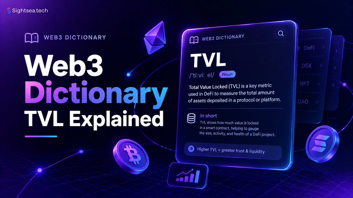 Sightsea_Tech's tweet photo. 🔎 #Web3 Term of the Week: TVL
#TVL (Total Value Locked) measures how much value is deposited in a protocol.
It's a useful metric, but never the whole story.
On #Sightsea, pair on-chain metrics with community signals to get a fuller picture. https://t.co/4EL3Cn0Zz5
