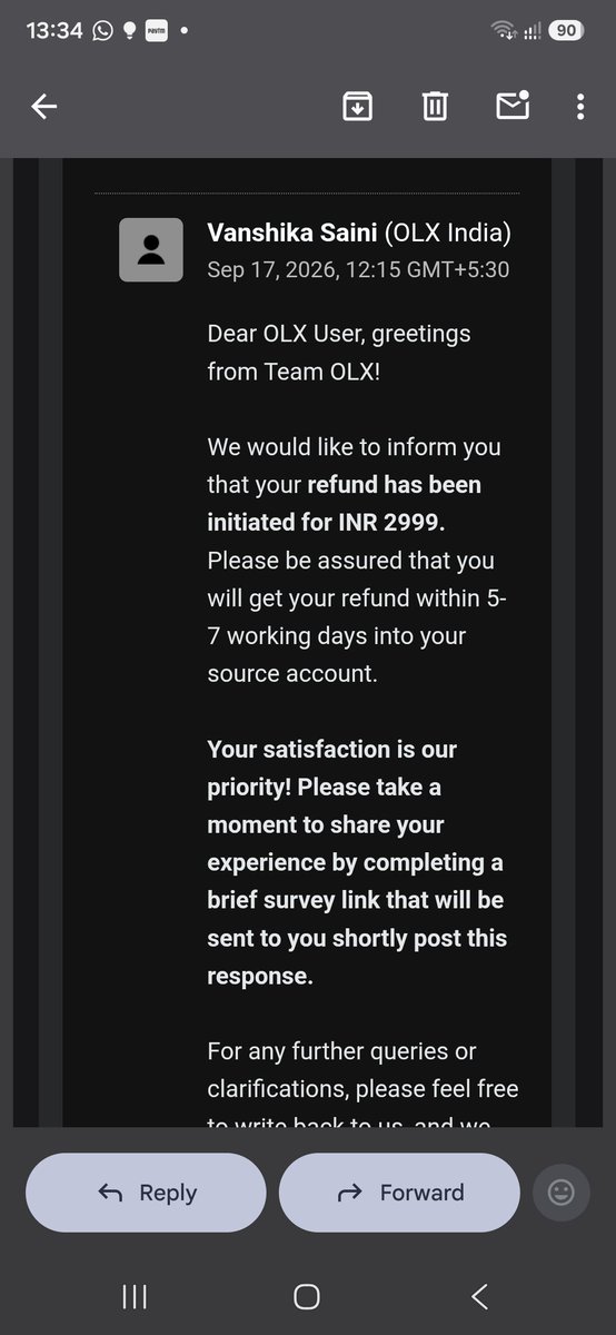 tandelakash7's tweet photo. @OLX_India You promised my ₹2,999 refund within 5–7 days on 17 Sept. It’s now 29 Sept—well past your deadline, and I still haven’t received it. Stop delaying and process my refund immediately. #OLX #Refund https://t.co/4tOqQJeBo3