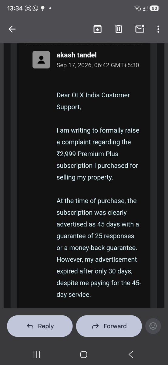 tandelakash7's tweet photo. @OLX_India You promised my ₹2,999 refund within 5–7 days on 17 Sept. It’s now 29 Sept—well past your deadline, and I still haven’t received it. Stop delaying and process my refund immediately. #OLX #Refund https://t.co/4tOqQJeBo3