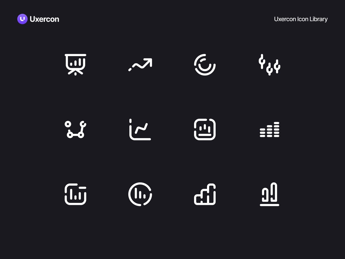 uxercon's tweet photo. Charts &amp; Graphs - Uxercon Icon Library 📊 https://t.co/l9MQrWa7CF