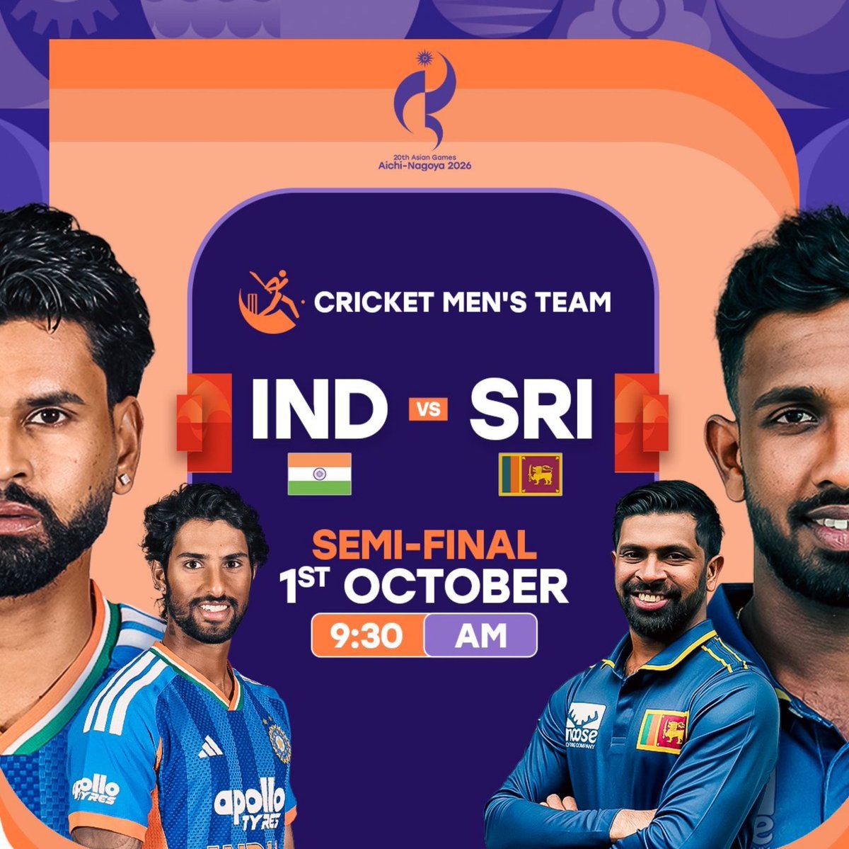 mufaddal_vohra's tweet photo. Men’s Cricket Semi finals are set in Asian Games after all 4 Quarters washed out due to rain. 🌧️🏏

India Vs Sri Lanka. 
Pakistan Vs Bangladesh. https://t.co/3llTGDMnKm