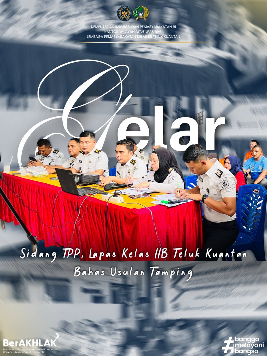 HumasLapasTelku's tweet photo. Gelar Sidang TPP, Lapas Kelas IIB Teluk Kuantan Bahas Usulan Tamping

Teluk Kuantan, Lembaga Pemasyarakatan Kelas IIB Teluk Kuantan melaksanakan Sidang Tim Pengamat Pemasyarakatan (TPP), dalam rangka membahas usulan Tahanan Pendamping (Tamping) serta pelaksanaan program integrasi https://t.co/gX4qyAESRc