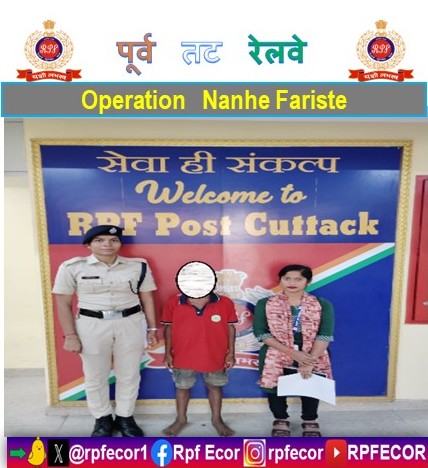 rpfecor1's tweet photo. "Beginning of new chapter! RPF/East Coast Railway rescued 01 minor boy at Platform No-02 of Cuttack Railway station and ensures his well-being on 28th September 2026.
#OperationNanheFarishte @RPF_INDIA 
#ProtectingChildren https://t.co/M8ZpAiY9hM