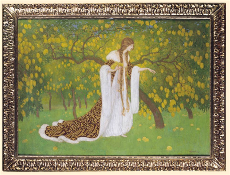 MenschOhneMusil's tweet photo. In the Lemon Orchard (1923) Edward Okuń (1872–1945). https://t.co/G7kSZBHw3Y