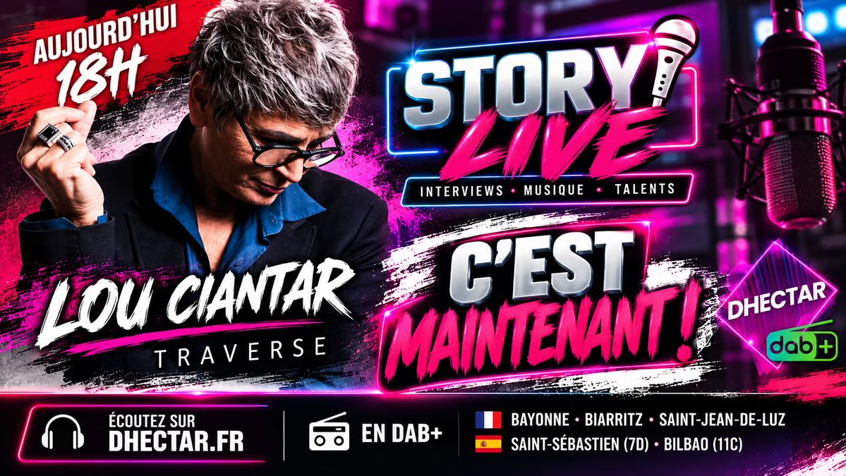 Dempseyoff's tweet photo. 🎙️ C’EST MAINTENANT ! 🔥
Story Live commence sur DHECTAR avec @lou_ciantar
🎶🎤
🎧 https://t.co/ln52FS38Qy
📻 DAB+ : Bayonne, Biarritz, Saint-Jean-de-Luz 🇫🇷 • Saint-Sébastien, Bilbao 🇪🇸
#StoryLive #LouCiantar #DHECTAR https://t.co/DE25pJG4NG