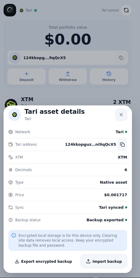 outruna_wallet's tweet photo. Also supports Tari (L1) https://t.co/Y7e6RaXYua