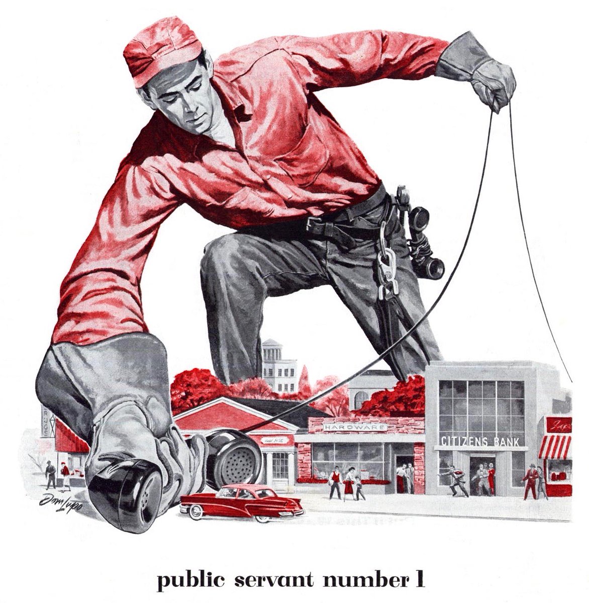 LRonLacy's tweet photo. #OTD in 1956
‘public servant number 1’
🧵👇
Illustration by Dom Lupo (1919-2013)
#illustrationart #illustrationartists #DomLupo #telephone #telecommunications https://t.co/v0jEDFs87L