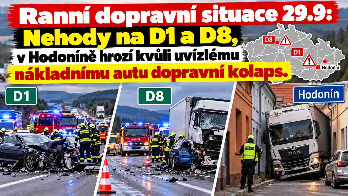 CzHasici's tweet photo. Ranní dopravní situace: V Trutnově dvě nehody chodců, nákladní auto uvízlo pod mostem https://t.co/5nKd4CzbmV
🚗⚠️ Ranní dopravní situace: Nehody na D1 a D8, v Hodoníně hrozí kvůli uvízlému nákladnímu autu dopravní kolaps 🚧 #Policie #IZS #HZS #ZZS #Doprava #Nehody #HasičiCZ https://t.co/J15ChiA1gS