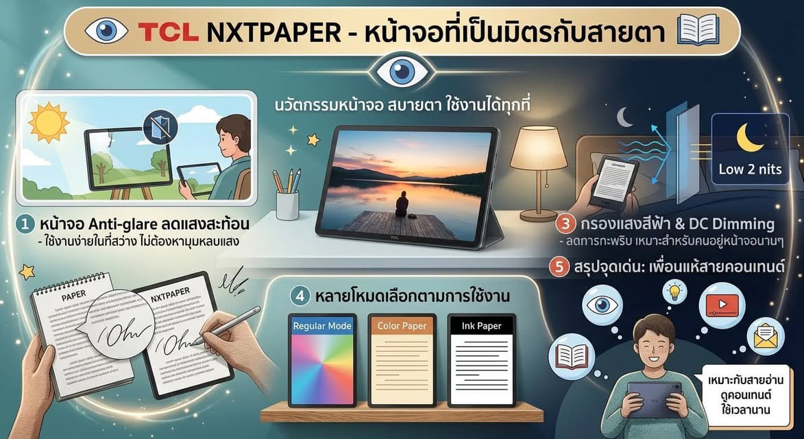 nooknukk's tweet photo. TCL NXTPAPER หน้าจอที่ออกแบบมาเพื่อ “ความสบายตา” 👀

#TCLNXTPAPER #TCLMobile #NXTPAPERTH #สมาร์ทโฟนTCL #แท็บเล็ตTCL https://t.co/96LQnux57k