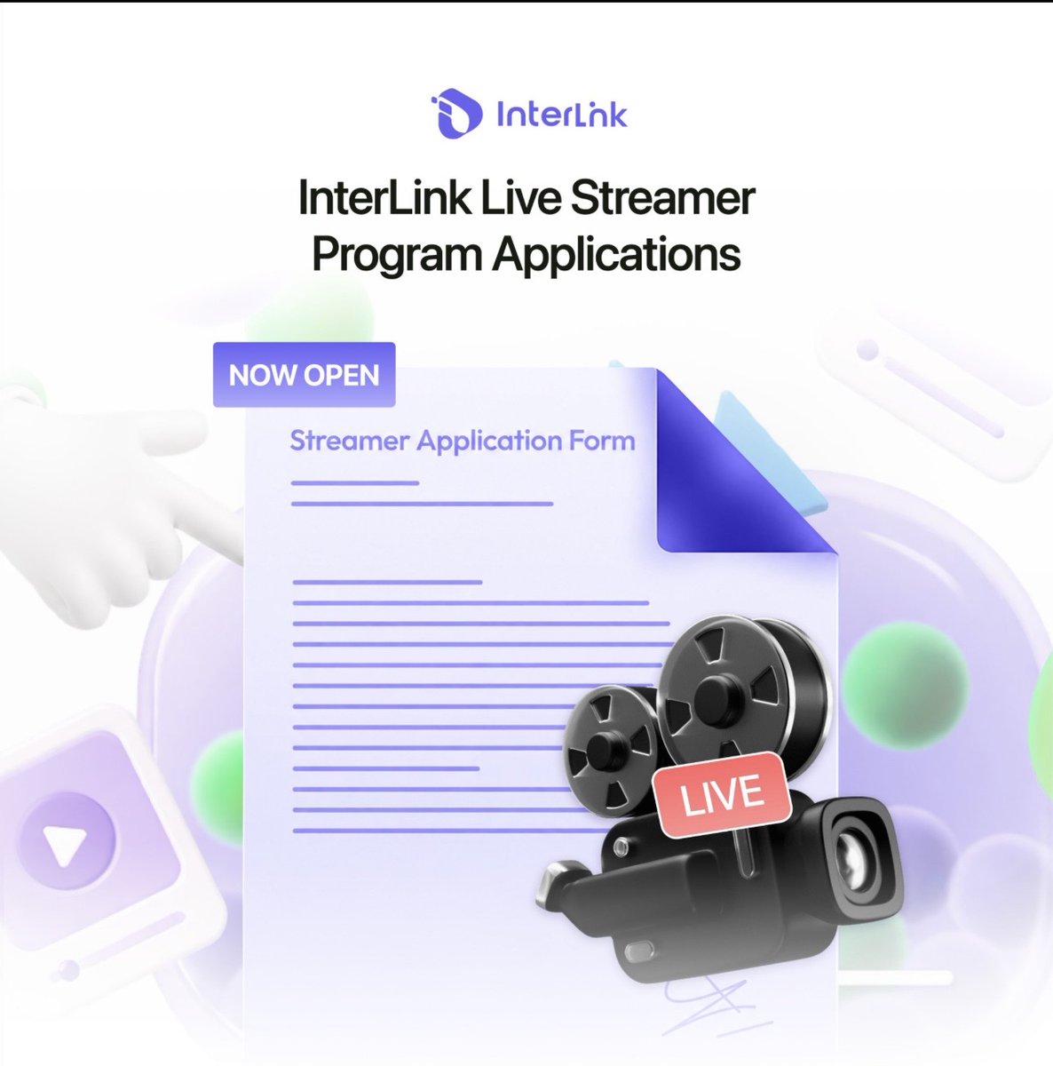Tuhin1375's tweet photo. **InterLink Live Streamer Program 🚀
Applications are NOW OPEN! 🎥✨
Ready to start your streaming journey? 🔥**

#InterLink #LiveStreamer #Streaming #Creator
#Interlink #ITLG #ITL #ITLX https://t.co/LkJpORSlkQ