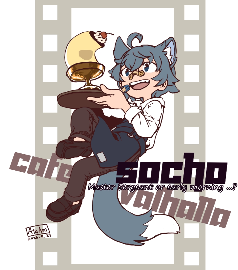 AtaAni_PT's tweet photo. カフェValHALlaのファンアート。
スタッフのそうちょーさんを勝手ながら描かせていただきました。
脳裏に蘇るそうちょーさんの「おいしいパスタ作ったお前！！」という声。
#CafeValHALla https://t.co/7UvogHRN7w