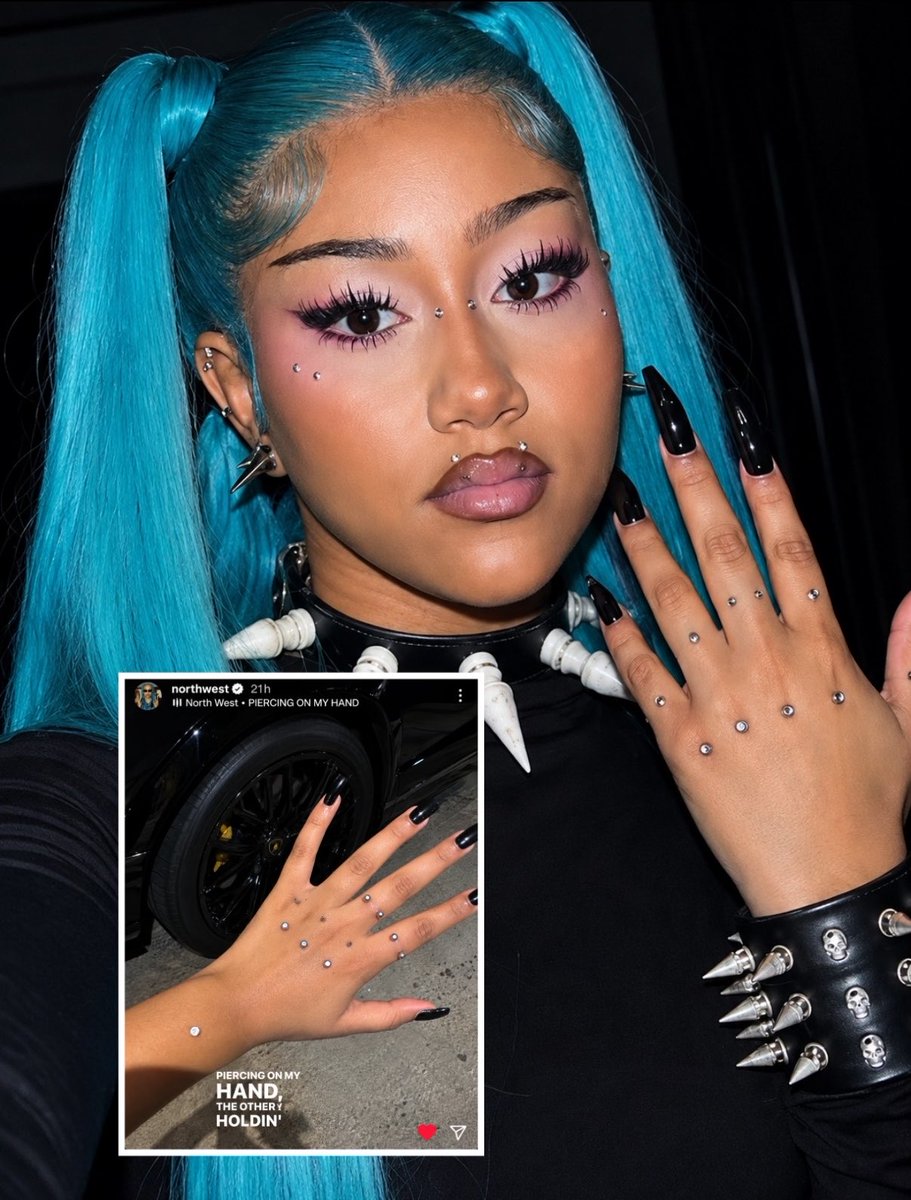Hisomtheboat's tweet photo. Kanye West deleted an Instagram story after crashing out over North West getting hand piercings at 13

“KIM THE MOST USEL*SS MOTHER ALIVE HOW YOU LET MY DAUGHTER GET 20 PIERCINGS ALL OVER HER BODY WHO THE F*CK LETS THEY CHILD GET A HOLE IN THEY HAND WHAT THE F*CK IS GOING ON OVER THERE IM PULLING UP TO SAVE NORTH I CANT BELIEVE THIS SHIT I SEE EVERY DAY.”