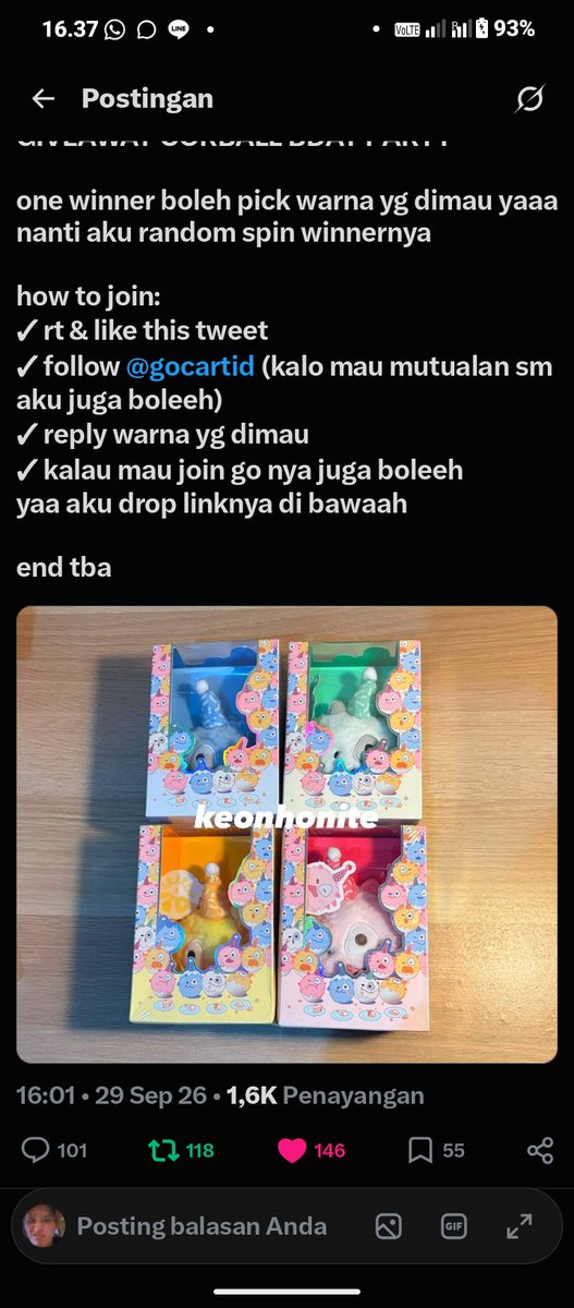 jjameschives's tweet photo. @keonhonite @gocartid donee all rulees kaa caa❕makasii udh Adain giveaway inii, aku mau wrna pink :3 https://t.co/tYbgI1S5Re