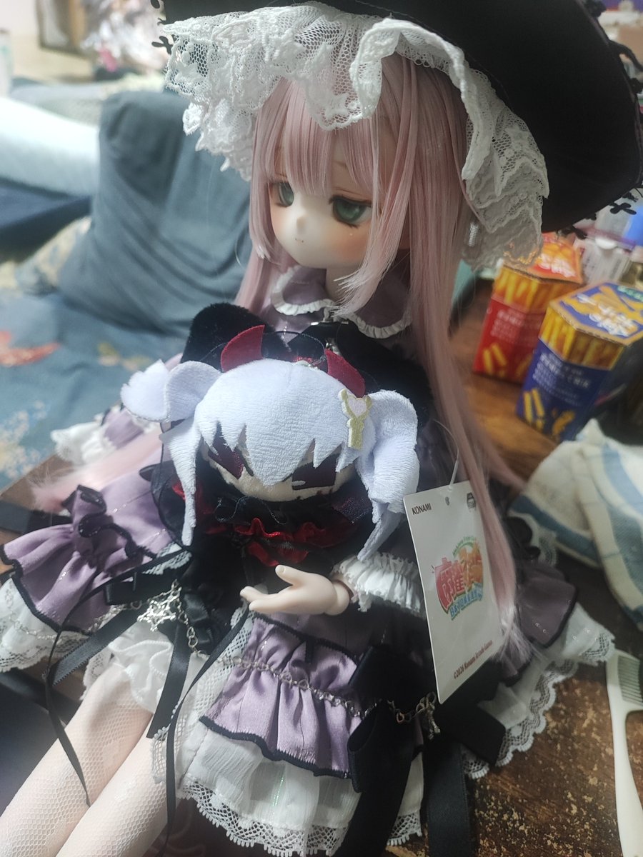 nightheron5's tweet photo. うちには実はグリムアロエちゃんの小さいぬいがいて普段はこはるちゃんが抱っこしてくれてます https://t.co/MxbomZJdtt