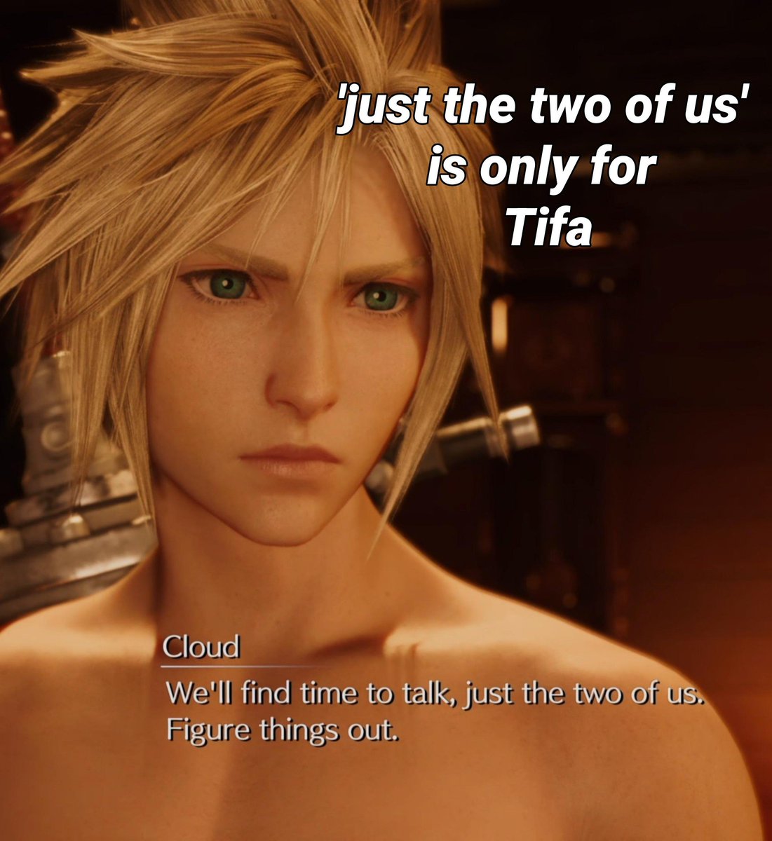 xStrifeLife's tweet photo. When Cloud says "just the two of us"🎶
it's not another girl because for him, it's only EVER been Tifa https://t.co/X3BeqtYMhG