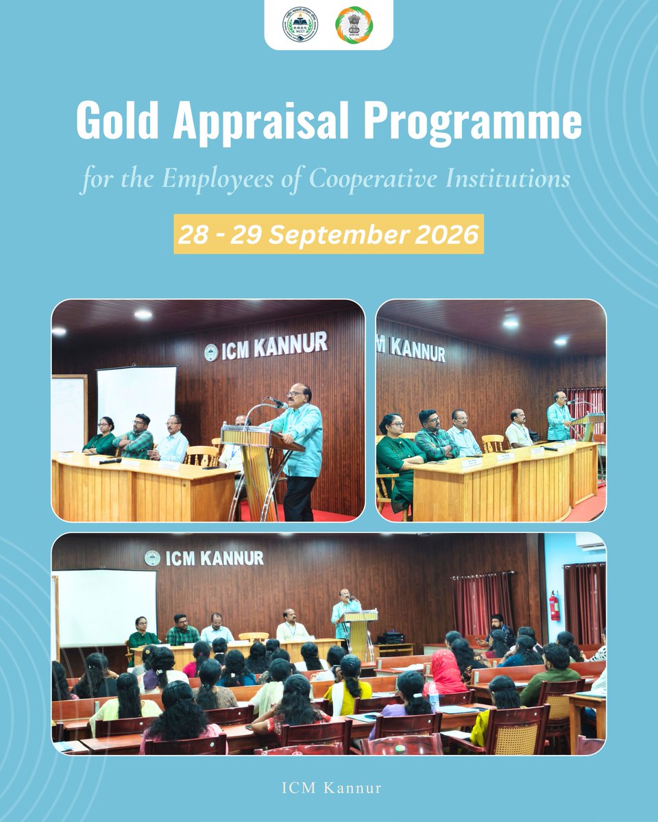 TrainingIcm's tweet photo. ✨ Gold Appraisal Programme 2026 ✨
A two-day learning programme for employees of cooperative institutions, focused on enhancing knowledge and skills in gold appraisal.
📅 28–29 September 2026
📍 ICM Kannur
#ICMKannur #GoldAppraisal #CooperativeInstitutions #TrainingProgramme https://t.co/ws1Md22SzD