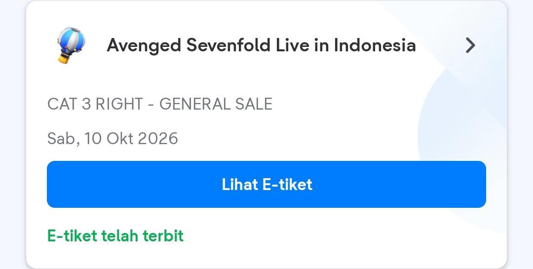 nanippeo's tweet photo. 🎟️ WTS TICKET AVENGED SEVENFOLD A7X 🎟️

Jual karena berhalangan hadir
🎫 CAT3 RIGHT
💰 Jual Rugi 600.000 aja (nego, bisa DM)

Yang serius bisa DM, thanksss!!

#wts #a7x #avengedsevenfold https://t.co/l8PM60Q5e6