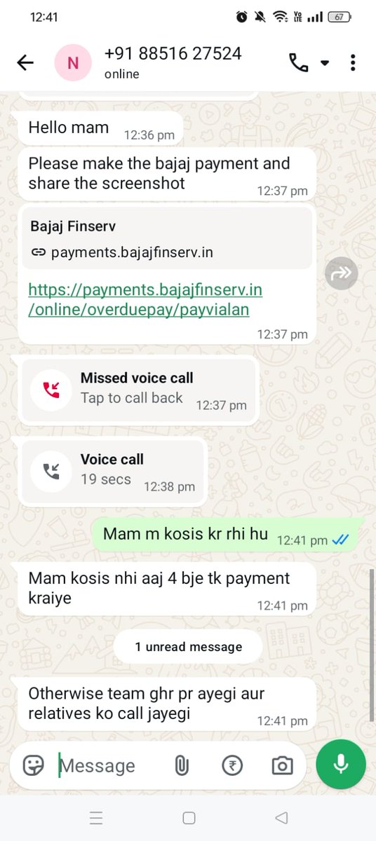 publicrights45's tweet photo. Your agents are threatening me for a home visit, they are calling my parents and harassing them. This is pathetic!!!!!!! You guys are not responding. What if anything happens to my parents, they are old. This woman is Nikita Bhardwaj.
@Bajaj_Finserv @Bajaj_Finance @RBI @RBIsays https://t.co/WsGgBEpwT2