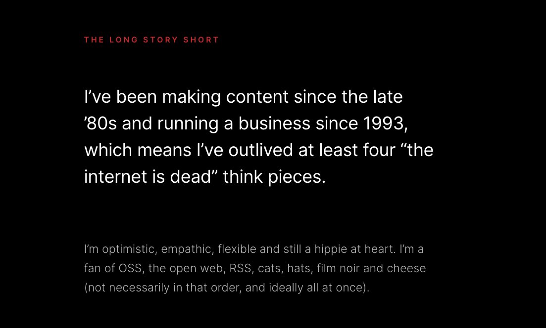 BobDunnOS's tweet photo. So I did it, again. A small personal site. Of course on @wordpressdotcom and I wanted something simple so had their AI agent whip it up for me. 

New domain, https://t.co/WUWlfj8ggO 
Still unsure if I want to start another blog... time will tell. https://t.co/9QaZQXsztQ