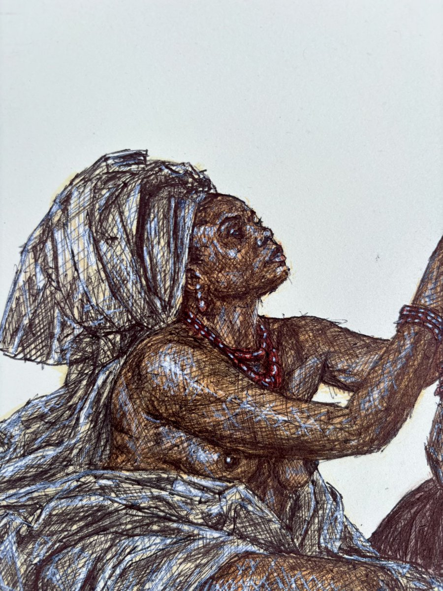 ini_oluwa_'s tweet photo. See details of my new artwork: “Máìtíìlọ”, I painted it with ink and acrylic on Strathmore paper; and it’s 12 x 16 inches. 

“Máìtíìlọ” is a Yorùbá phrase meaning “Don’t leave yet”. 

Available for acquisition
Dm for enquiries https://t.co/7zvnSRwJK1
