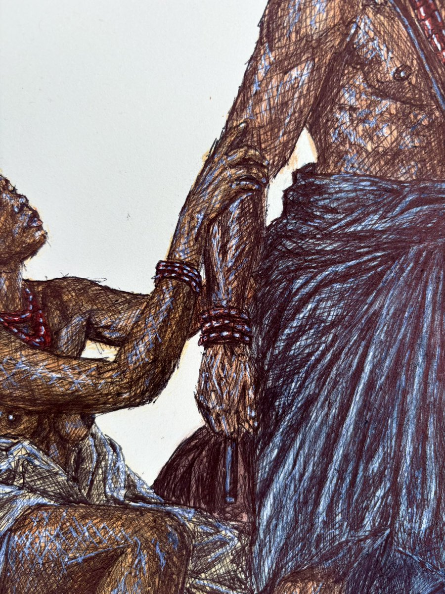 ini_oluwa_'s tweet photo. See details of my new artwork: “Máìtíìlọ”, I painted it with ink and acrylic on Strathmore paper; and it’s 12 x 16 inches. 

“Máìtíìlọ” is a Yorùbá phrase meaning “Don’t leave yet”. 

Available for acquisition
Dm for enquiries https://t.co/7zvnSRwJK1