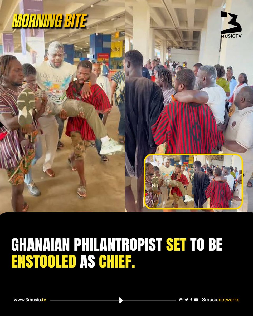 3musicnetworks's tweet photo. 🚨☀️: Ghanaian born U.S. Marine veteran and philanthropist Erwin Boateng has arrived in Ghana ahead of his enstoolment as a chief.
He was received by traditional kingmakers at the Accra International Airport and taken through customary rites as part of the process. https://t.co/N9VuHoWyCi