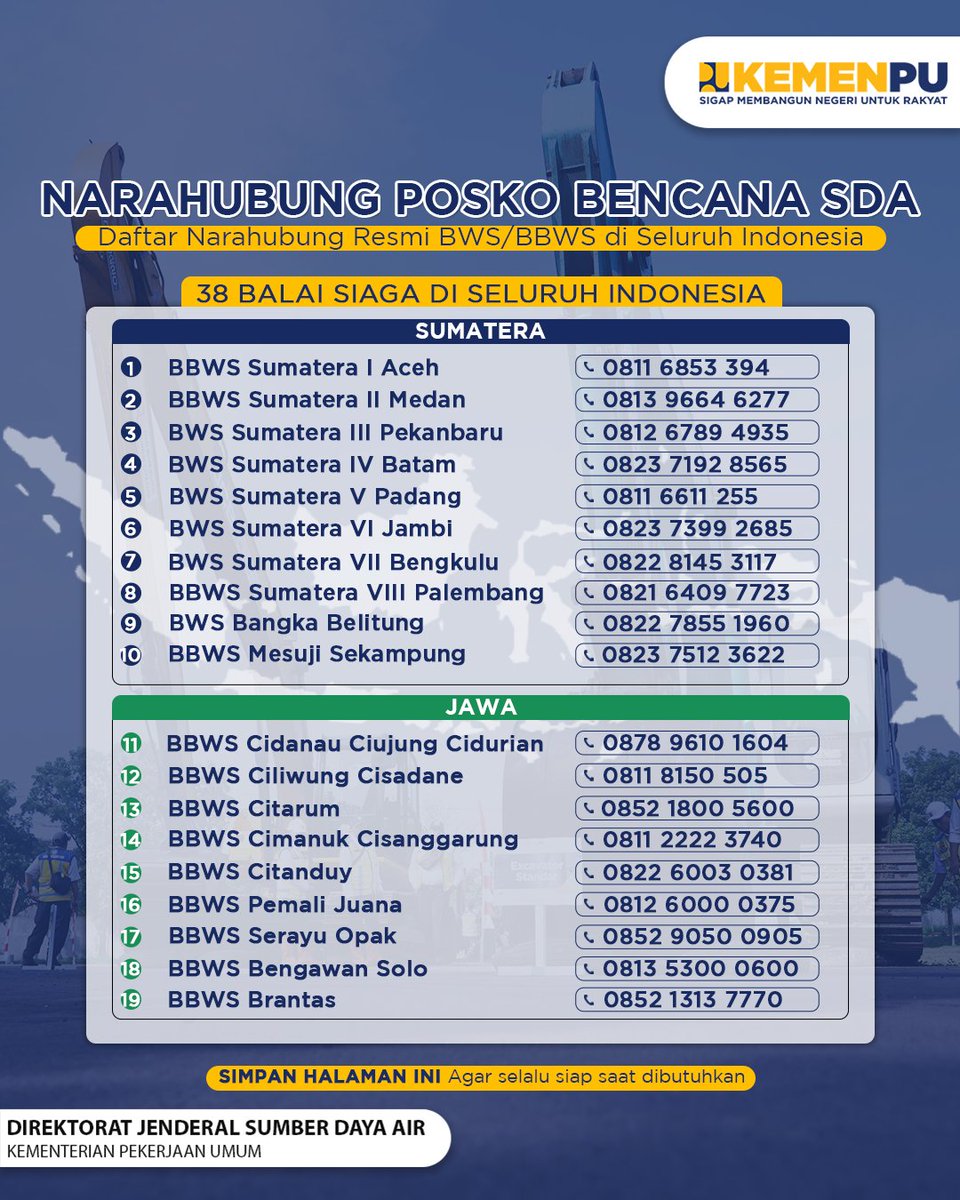 pu_sda_bat's tweet photo. Butuh Bantuan Saat Kekeringan?
Hubungi Posko Bencana Ditjen SDA

🔗Selengkapnya di sini⬇️
https://t.co/IFQXyIFwMV

#BalaiAirTanah
#SigapMembangunNegeriUntukRakyat
#MengelolaAirUntukNegeri
#PU608
#SDASiagaKekeringan https://t.co/J4ZRC9whwV