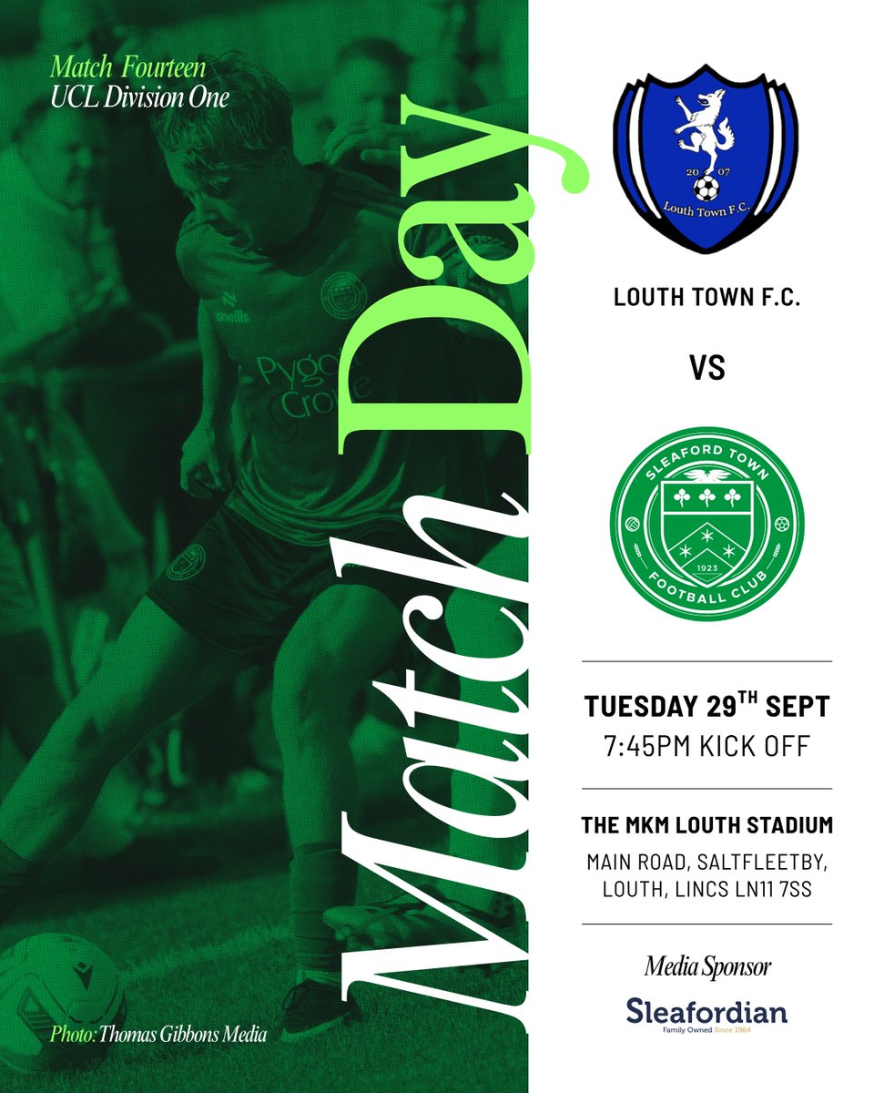 SleafordTownFC's tweet photo. MATCHDAY ⚽

The Greens are back on the road tonight as we make the trip to face Louth Town in UCL Division One action 💚

📆 Tuesday 29th September
⏱ 7:45pm kick-off
🏟 The MKM Louth Stadium

Safe travels to everyone making the journey to support the Greens! 👏

#GreenArmy https://t.co/gqcaGKuWLI