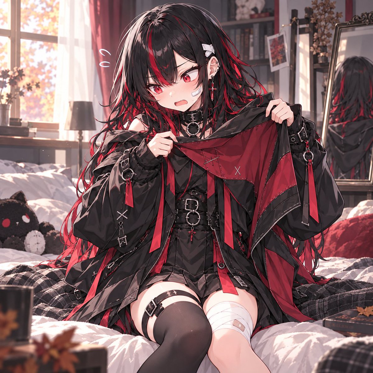 chrysant_assets's tweet photo. おはよ……早起き苦手
あれ、鴉羽のマント裏返しだった……🦇

みんなもシャツとか出てない？?
気をつけて行って来てね💫

#岸本鴉羽  #くろは  #お仕事募集中 #AIイラスト #AIイラスト好きな人と繋がりたい #イラスト #VTuber素材 #配信素材 #創作 #立ち絵 #AIart #おはようＶTuber #中二病 https://t.co/rDzvOAVAsZ