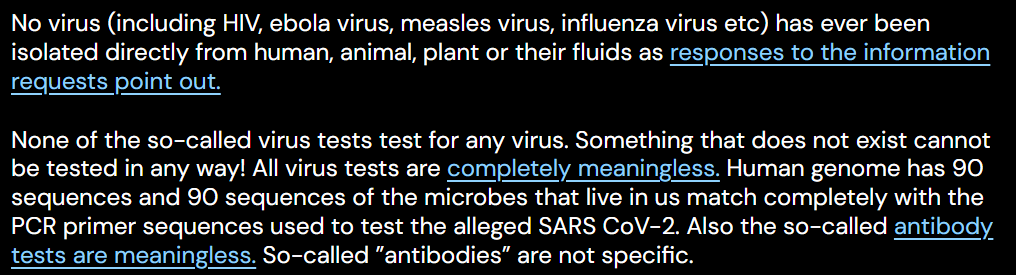 Whatever1297291's tweet photo. @Wejolyn They have not developed viruses, they don´t exist in nature or in a lab. They have patented a sequence to which they have given a name. These "viruses" exist only "in silico"—that is, in computer simulations. Virology is pseudoscience and a hoax. https://t.co/z3uF4x2zNa
