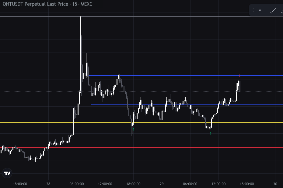 tradoorcj's tweet photo. Managed to catch a 30% move on $QNT after missing the initial pump - dip buying like this is liquidity theory in motion https://t.co/Okrk6gseXY