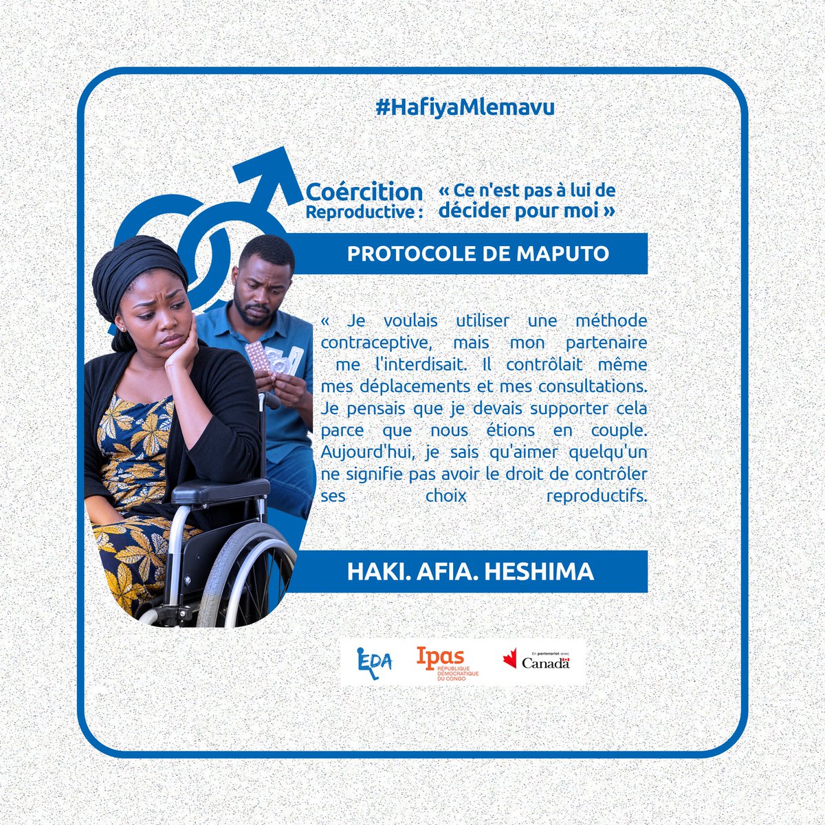 Aridjafran's tweet photo. @enable_rdc @MakokiYaMwasi #HafiyaMlemavu @Mulunda_JC Aujourd’hui, je sais qu’aimer quelqu’un ne signifie pas avoir le droit de contrôler ses choix reproductifs. Chaque personne doit pouvoir accéder à l’information, aux soins et à la contraception. https://t.co/O8L0ejRBHN