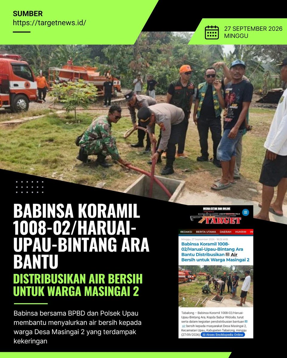 sumidmrnt's tweet photo. Air bersih adalah kebutuhan dasar. TNI hadir memastikan warga di kawasan terluar dan pedalaman terus mendapatkan akses air layak minum.

Wujud Nyata Kepedulian https://t.co/adwgFsDcjO