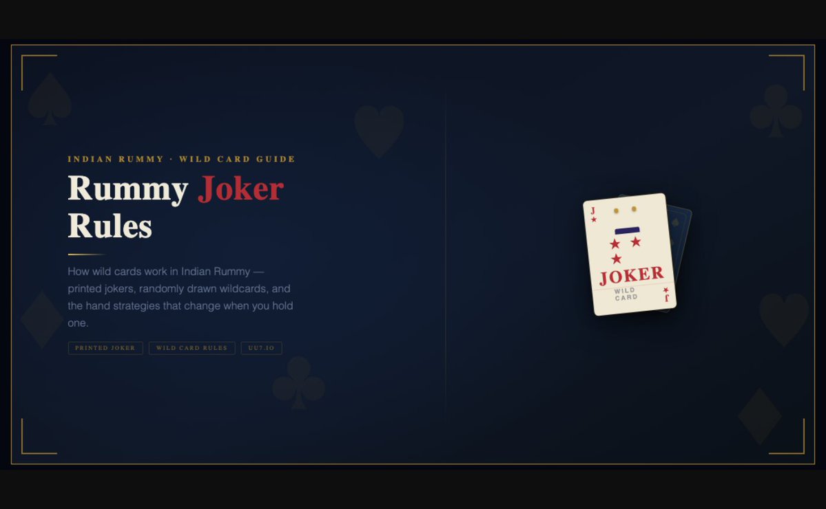 rohanreview's tweet photo. Rummy joker rules, saved for reference:  

Two types: printed joker (dedicated card) + wild joker (random rank drawn at game start) Can be used: impure sequences and sets https://t.co/RJtAcB3215