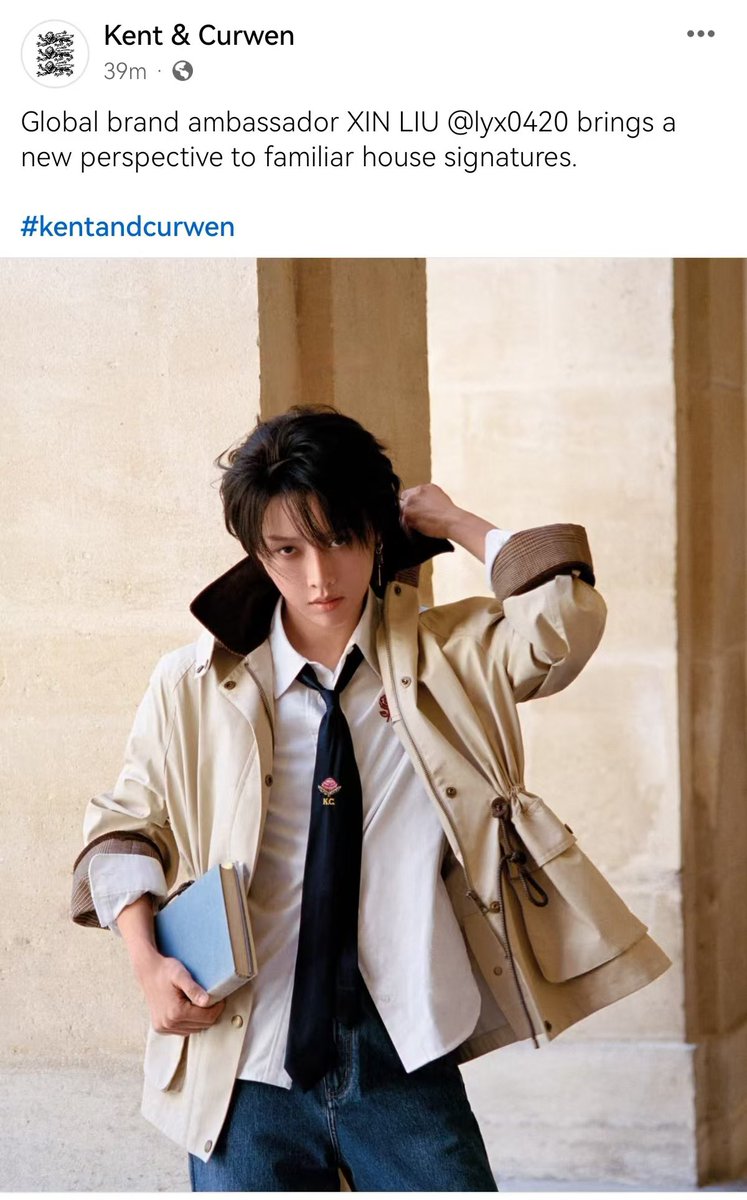 xinliu_fanclub's tweet photo. Kent & Curwen Instagram & Facebook Update

“Global Brand Ambassador XIN LIU brings a fresh perspective to the house’s familiar signatures.”

🎯Target
Instagram: Like 300k｜Comment 3000｜Repost 1000｜Share 1000

Facebook: Like 1000｜Comment 300｜Share 100

@XinLiulyx0420

#XinLiuKentAndCurwenGlobalAmbassador #XINLiuxKentAndCurwen #XinLiu #KentAndCurwen