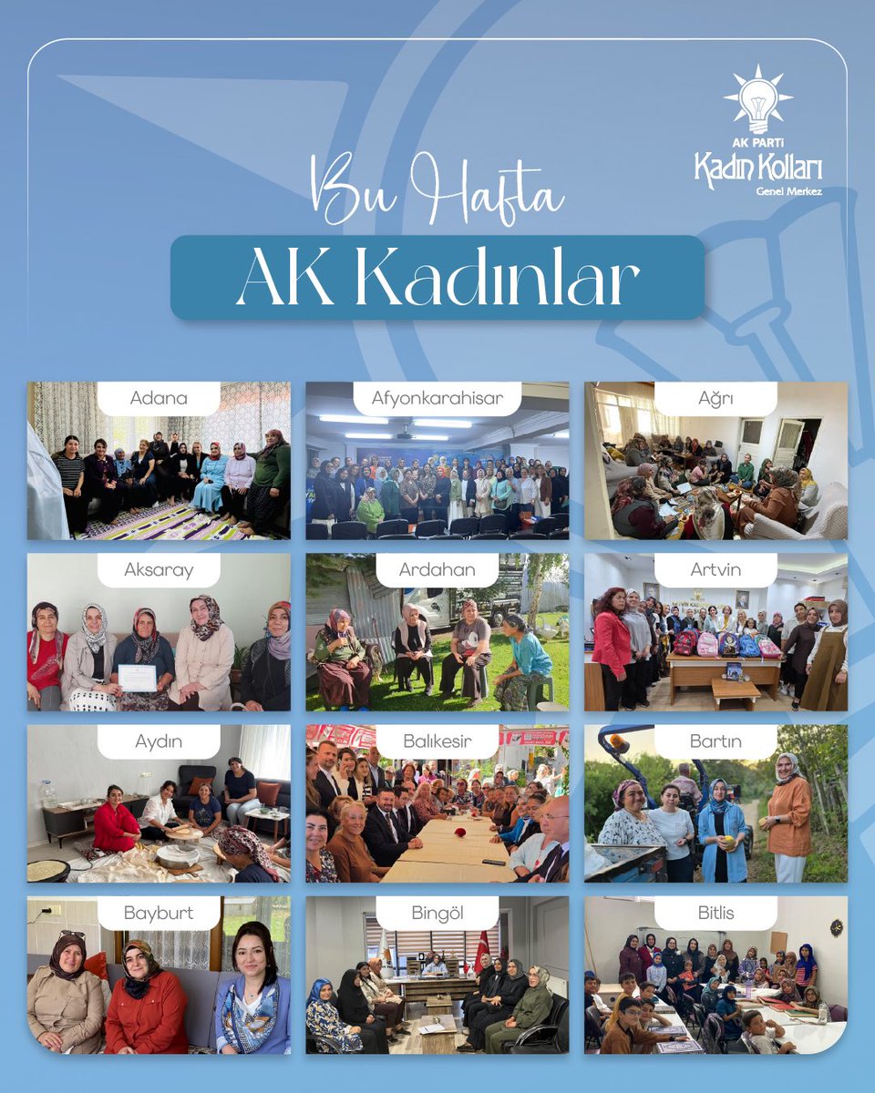 AKKADINGM's tweet photo. Türkiye’nin dört bir yanında bu hafta da teşkilat çalışmalarımız, saha buluşmalarımız ve hane ziyaretlerimizle milletimizle gönül gönüleydik.

Aynı inanç, aynı azim ve aynı kararlılıkla Türkiye Yüzyılı için çalışmaya devam ediyoruz.

#KadınlaMümkün https://t.co/z934twMo7z