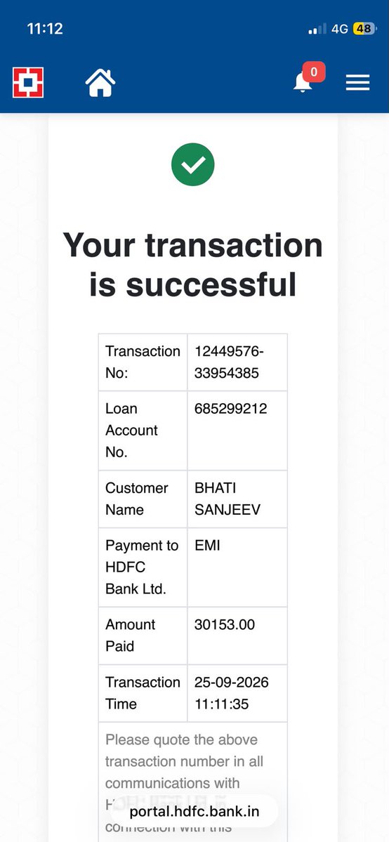 amitbhatibtc's tweet photo. @HomeLoansByHDFC @HDFC_Bank @HDFCBank_Cares 25 सितंबर 2026 को मेरे प्लॉट लोन 684485071 के लिए ₹6,53,312 की ऑनलाइन पेमेंट की गई थी। साथ ही लोन से संबंधित इंश्योरेंस के लिए ₹30,153 का भुगतान किया गया, ज���सका पेमेंट लिंक बैंक ब्रांच द्वारा ही दिया गया था।(1/3) https://t.co/Wmp07lciuC
