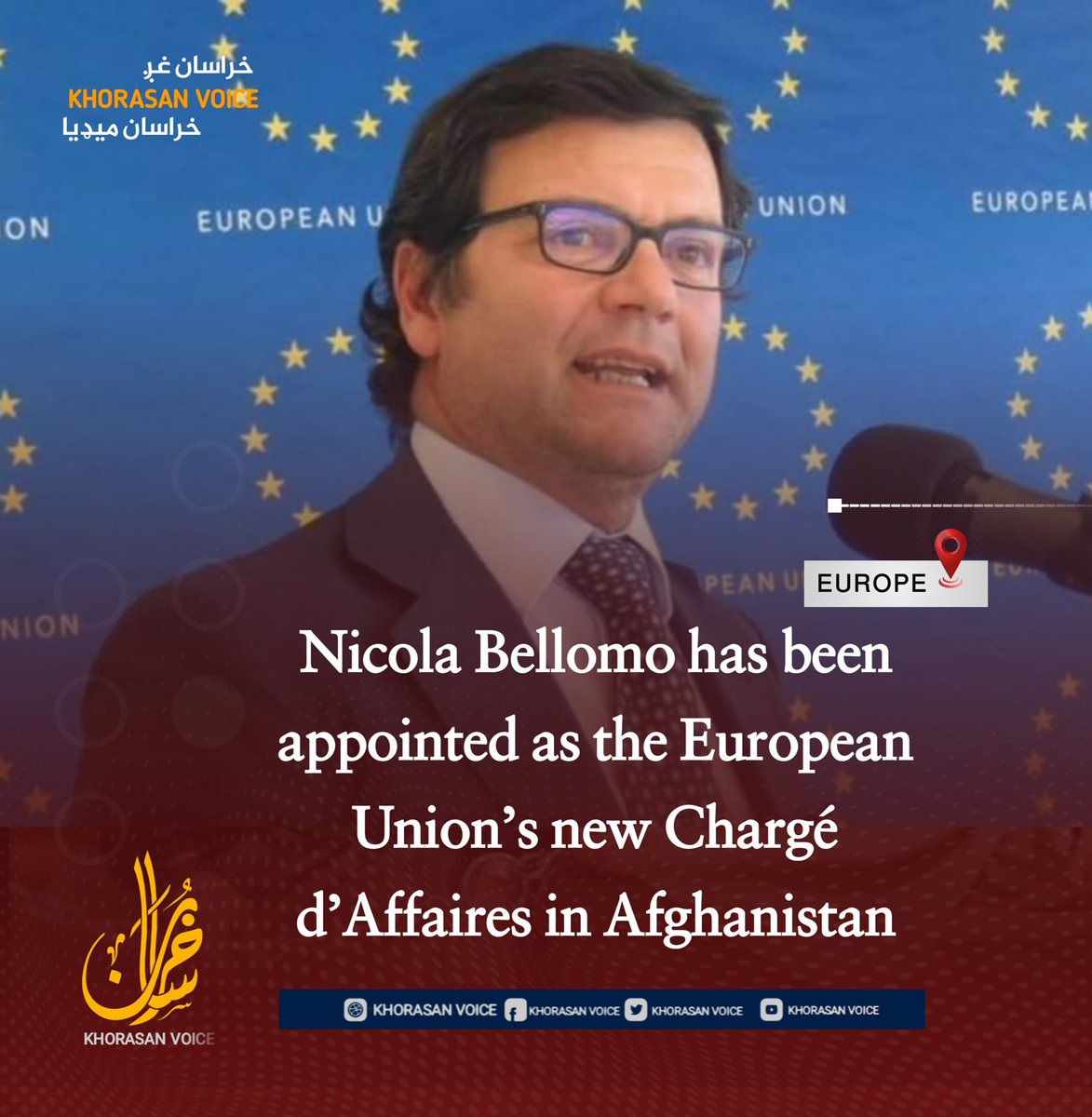 K_English8's tweet photo. Nicola Bellomo has been appointed as the European Union’s new Chargé d’Affaires in Afghanistan.
Italian diplomat Nicola Bellomo says that after Africa, he has started his new assignment in Afghanistan as the European Union’s Chargé d’Affaires. https://t.co/lKlEYeueUW