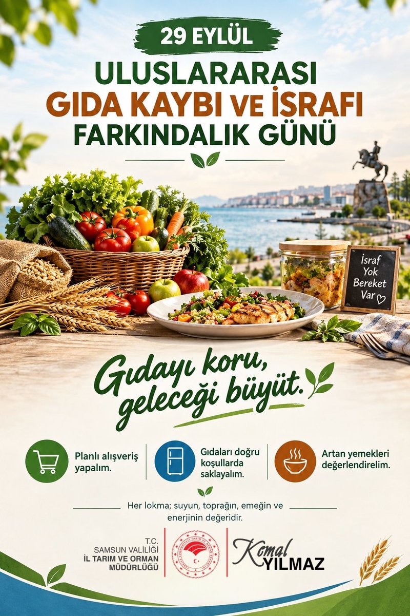 SamsunTRM's tweet photo. 📍29 Eylül Uluslararası Gıda Kaybı ve İsrafı Farkındalık Günü'nden başlamaya ne dersiniz?
👉Haydi; Küçük adımlarla büyük kazanımlar kazanalım...
#samsuniltarimmüdürlüğü https://t.co/qwNWcIpLnW