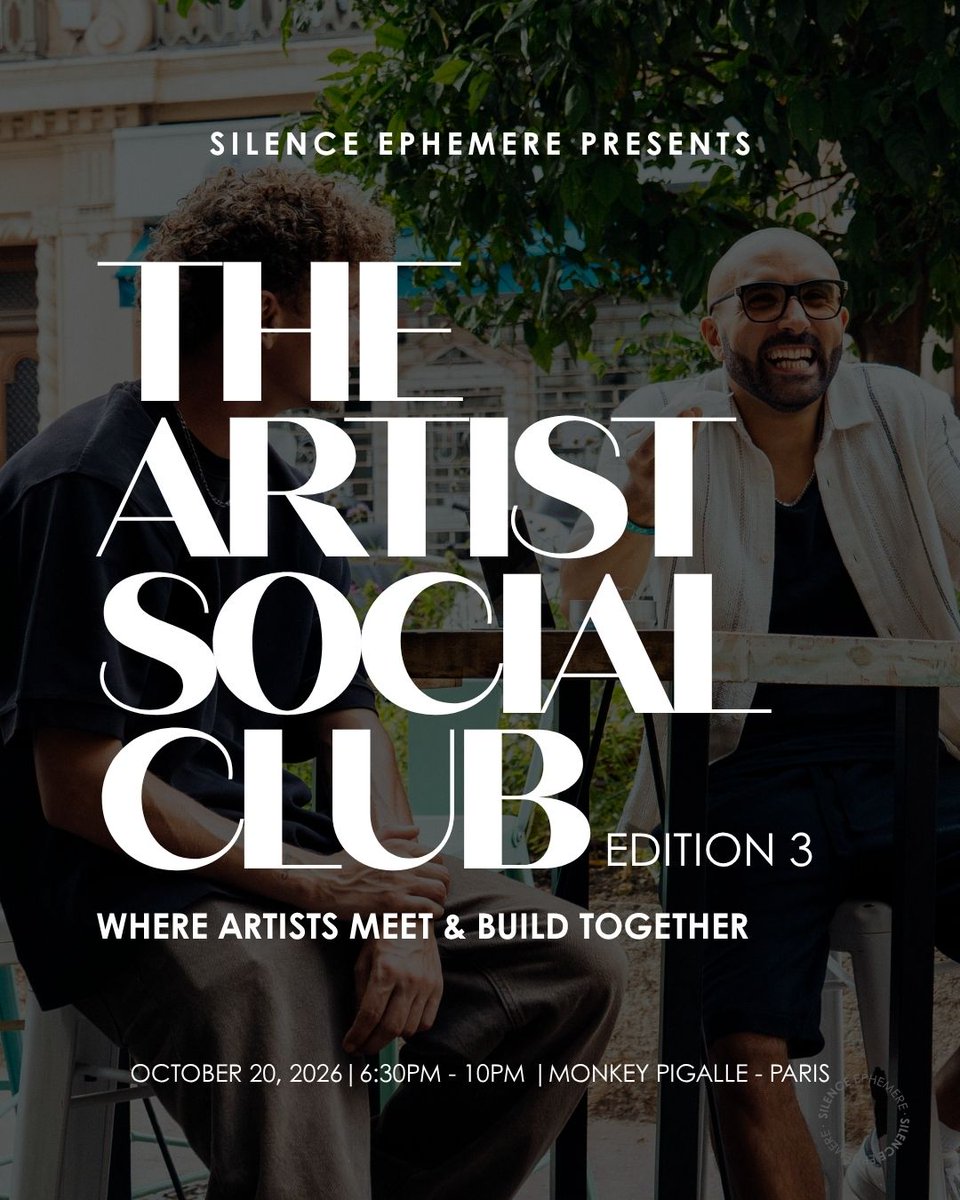Silenceephemere's tweet photo. The Artist Social Club lands in Paris: Tuesday, October 20, at Monkey Pigalle.

An afterwork that connects artists, managers and promoters :
Talk music,
swap tips,
meet new people,
and finally meet your contacts in real life.

Real connections, and maybe your next feature ! https://t.co/8QdjCXpcbh