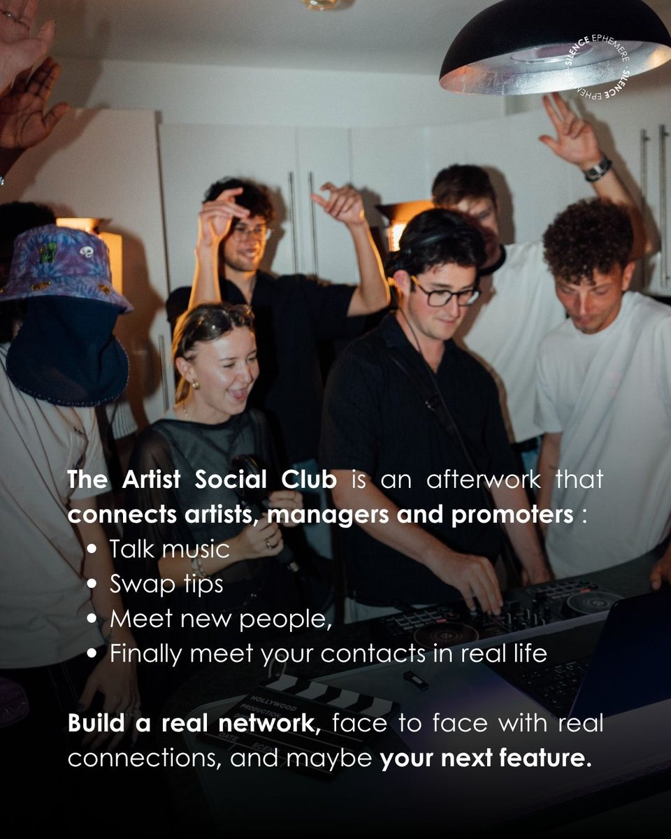 Silenceephemere's tweet photo. The Artist Social Club lands in Paris: Tuesday, October 20, at Monkey Pigalle.

An afterwork that connects artists, managers and promoters :
Talk music,
swap tips,
meet new people,
and finally meet your contacts in real life.

Real connections, and maybe your next feature ! https://t.co/8QdjCXpcbh