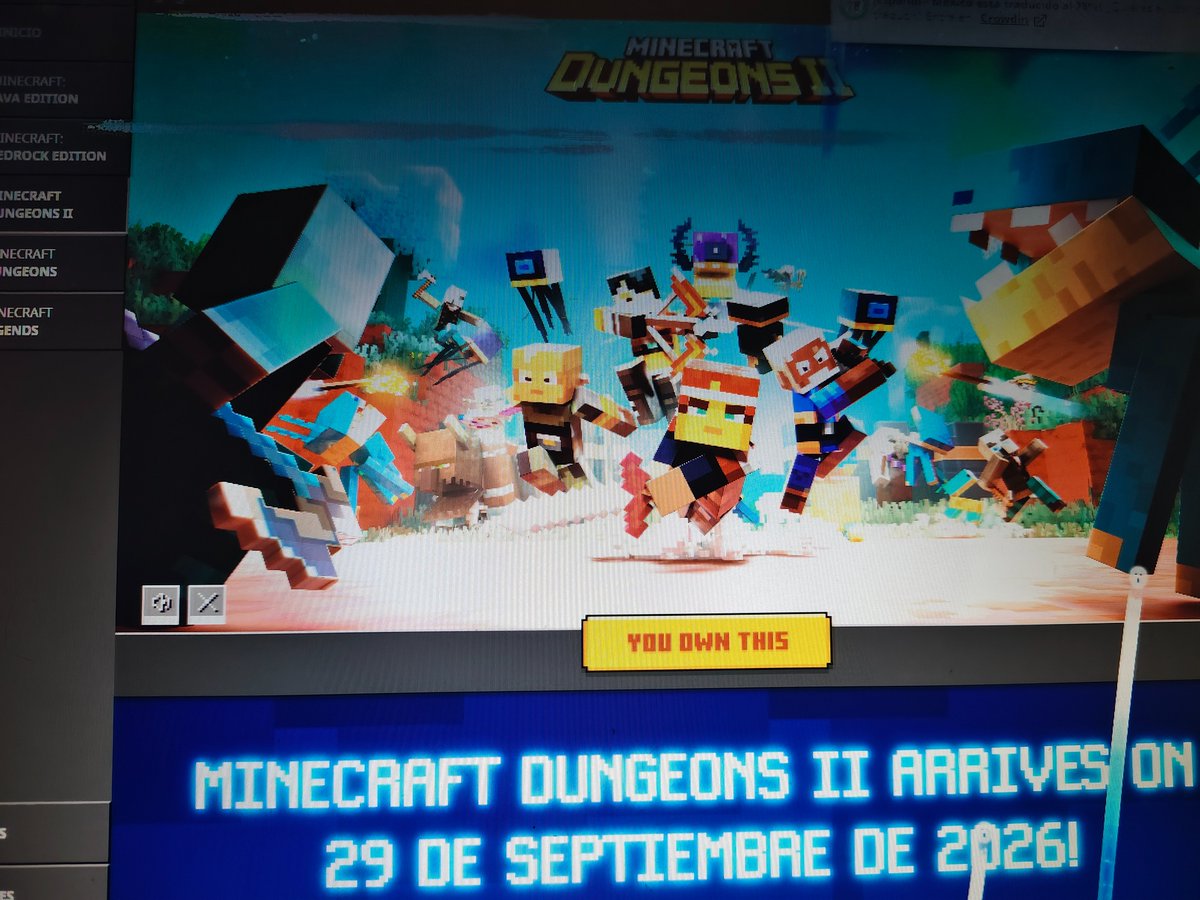 SpiderMau07's tweet photo. Por si alguien no puede instalar el Minecraft Dungeons 2 desde su Launcher de @Minecraft en PC, Vaya a su navegador y busquen el juego en la Microsoft Store para instalarlo desde ahí  n.n https://t.co/8gHfc6WcMN