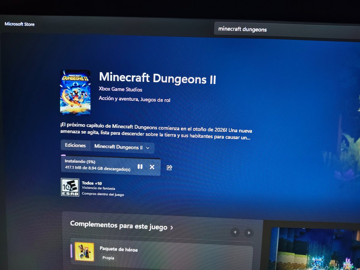 SpiderMau07's tweet photo. Por si alguien no puede instalar el Minecraft Dungeons 2 desde su Launcher de @Minecraft en PC, Vaya a su navegador y busquen el juego en la Microsoft Store para instalarlo desde ahí  n.n https://t.co/8gHfc6WcMN
