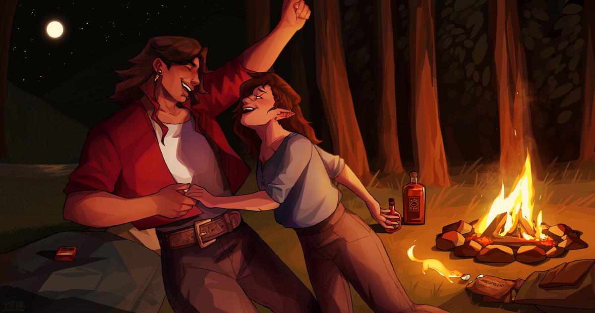 emilycartar08's tweet photo. Honestly this looks like the kind of night you never want to end.

#digitalart #illustrationart #characterart #fantasyart #campfirevibes #cozyvibes #commission #commissionworkㅤ https://t.co/udLKW7AEmD
