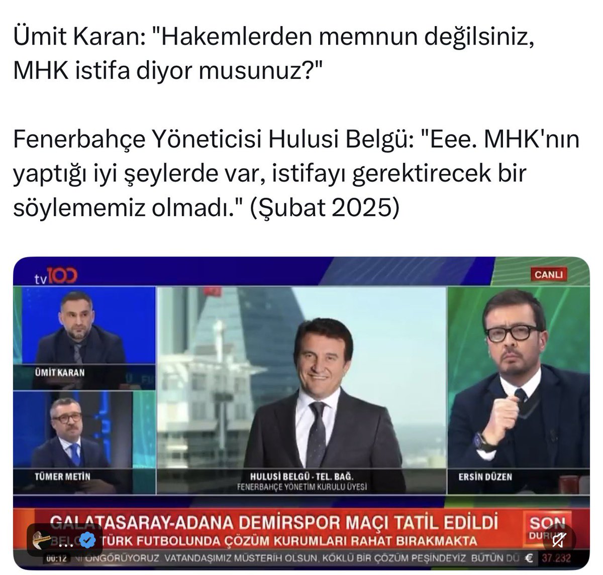 KerimUnal15's tweet photo. @foootballo Lan fenerli bak durum ne? Neden fb istifa diyemiyordu buna ?  Bak GS 2 Şubat 2025 te ne bildiri yayınlamış, 9 şubatta sizin Hulusi ne demiş? 🤣😂 https://t.co/5UWITlc1BK